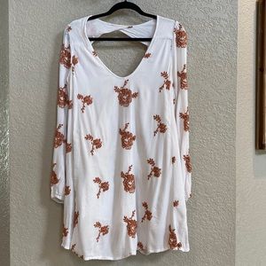 Free People Peasant Dress Scoop Neck Bell Sleeve Boho with pockets - Large